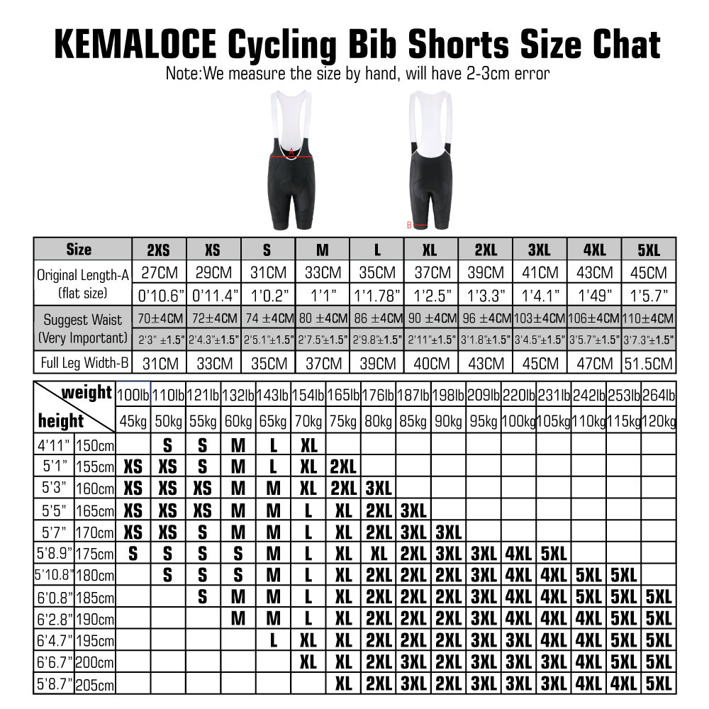 KEMALOCE Men Cycling Bib Short - Padded Cycling Shorts 5D Gel 评论和价格